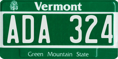 VT license plate ADA324