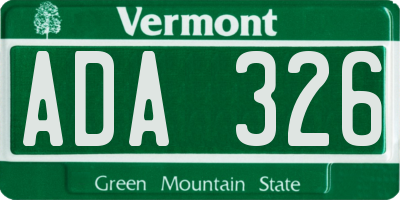 VT license plate ADA326
