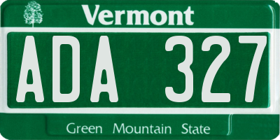 VT license plate ADA327