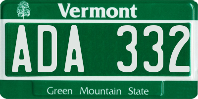 VT license plate ADA332