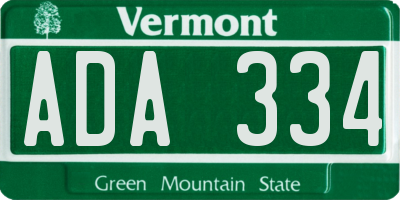 VT license plate ADA334