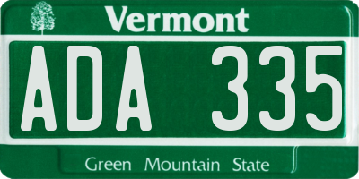 VT license plate ADA335