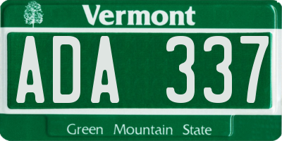 VT license plate ADA337