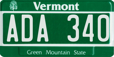 VT license plate ADA340