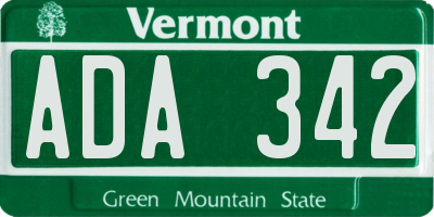 VT license plate ADA342