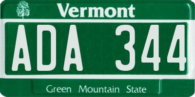 VT license plate ADA344
