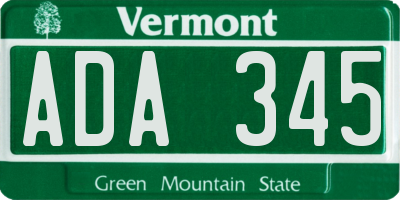 VT license plate ADA345