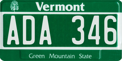 VT license plate ADA346