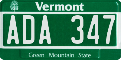 VT license plate ADA347