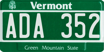 VT license plate ADA352
