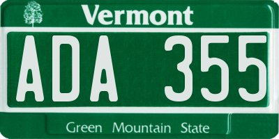 VT license plate ADA355