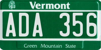 VT license plate ADA356