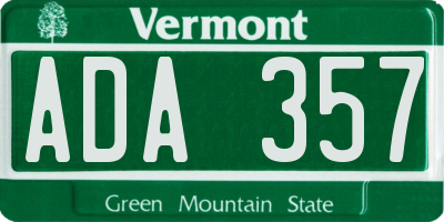 VT license plate ADA357