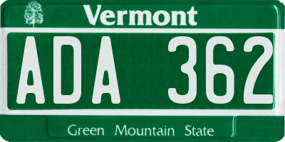 VT license plate ADA362