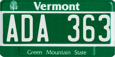 VT license plate ADA363