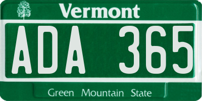 VT license plate ADA365