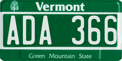 VT license plate ADA366
