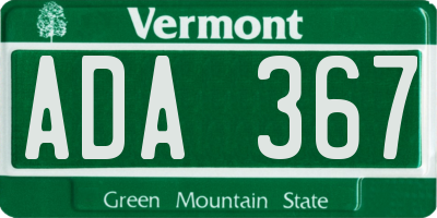 VT license plate ADA367