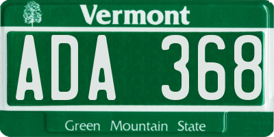 VT license plate ADA368