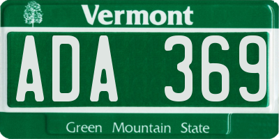 VT license plate ADA369