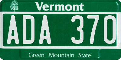 VT license plate ADA370