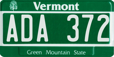 VT license plate ADA372