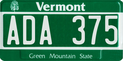 VT license plate ADA375