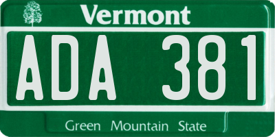 VT license plate ADA381