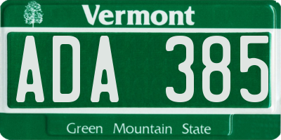 VT license plate ADA385