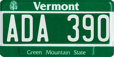 VT license plate ADA390