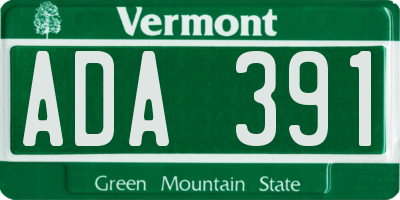 VT license plate ADA391
