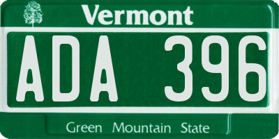 VT license plate ADA396