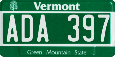VT license plate ADA397