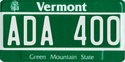 VT license plate ADA400