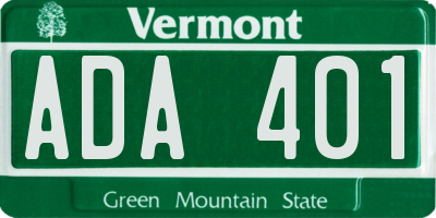 VT license plate ADA401