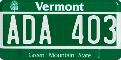 VT license plate ADA403