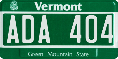 VT license plate ADA404