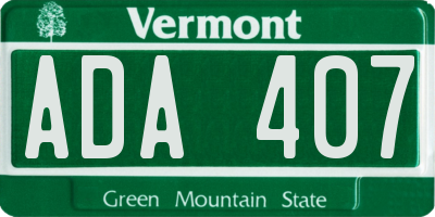 VT license plate ADA407