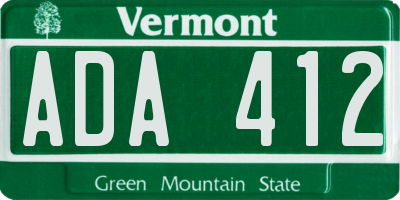 VT license plate ADA412