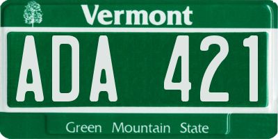 VT license plate ADA421