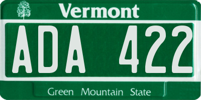 VT license plate ADA422