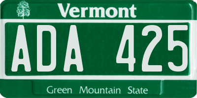 VT license plate ADA425