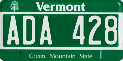 VT license plate ADA428
