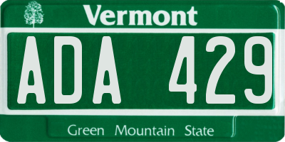 VT license plate ADA429