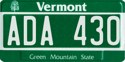 VT license plate ADA430