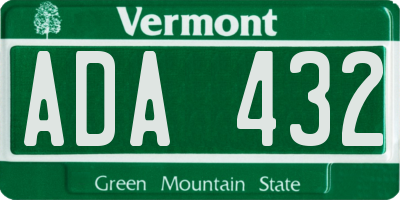 VT license plate ADA432