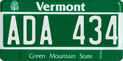 VT license plate ADA434