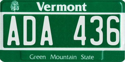VT license plate ADA436