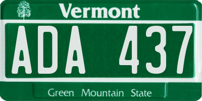 VT license plate ADA437