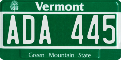 VT license plate ADA445